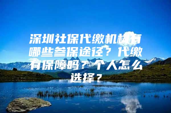 深圳社保代缴机构有哪些参保途径？代缴有保障吗？个人怎么选择？