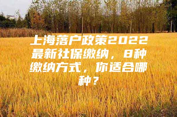 上海落户政策2022最新社保缴纳，8种缴纳方式，你适合哪种？