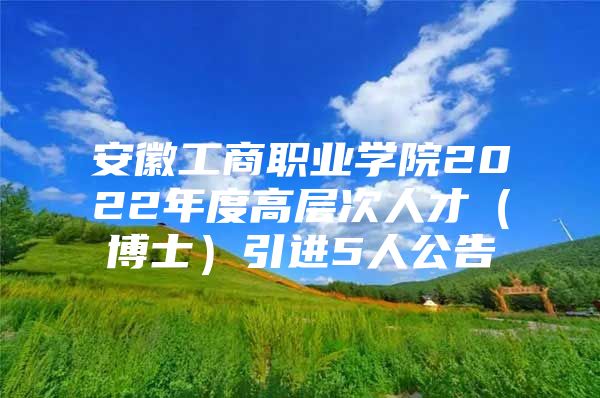 安徽工商职业学院2022年度高层次人才（博士）引进5人公告