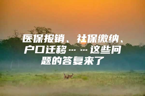 医保报销、社保缴纳、户口迁移……这些问题的答复来了