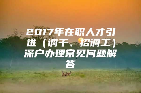 2017年在职人才引进（调干、招调工）深户办理常见问题解答