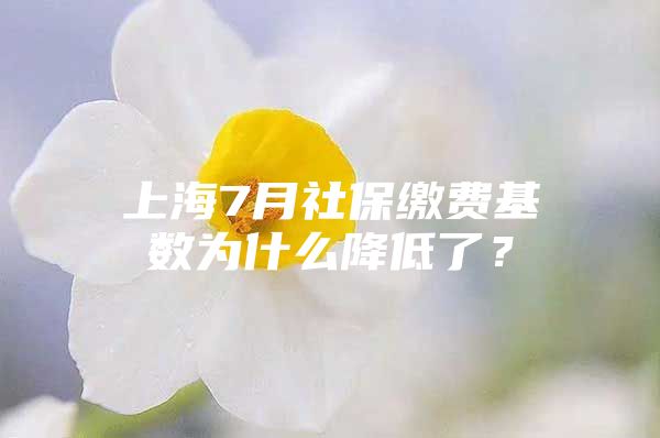 上海7月社保缴费基数为什么降低了？