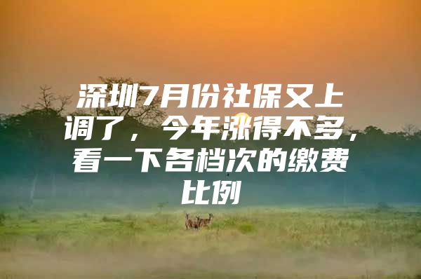 深圳7月份社保又上调了，今年涨得不多，看一下各档次的缴费比例