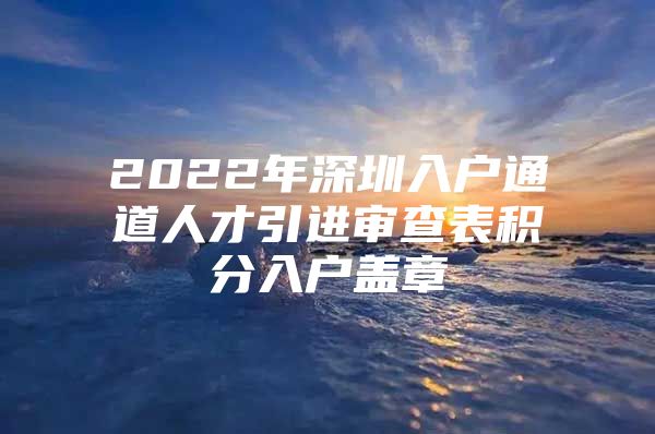 2022年深圳入户通道人才引进审查表积分入户盖章