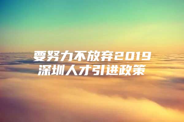 要努力不放弃2019深圳人才引进政策