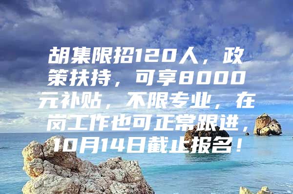 胡集限招120人，政策扶持，可享8000元补贴，不限专业，在岗工作也可正常跟进，10月14日截止报名！