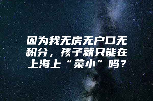 因为我无房无户口无积分，孩子就只能在上海上“菜小”吗？