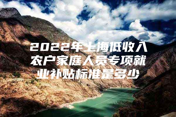 2022年上海低收入农户家庭人员专项就业补贴标准是多少