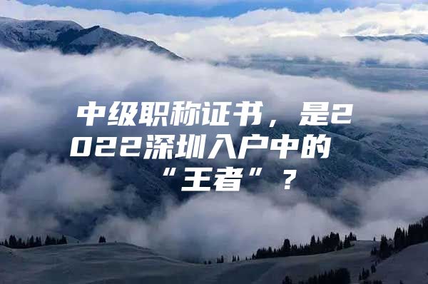 中级职称证书，是2022深圳入户中的“王者”？