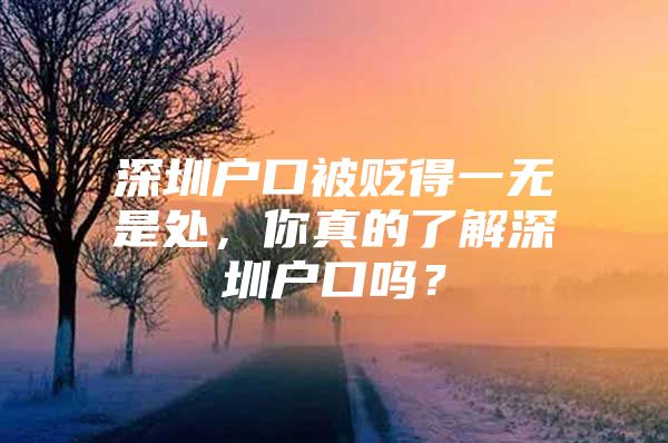 深圳户口被贬得一无是处，你真的了解深圳户口吗？