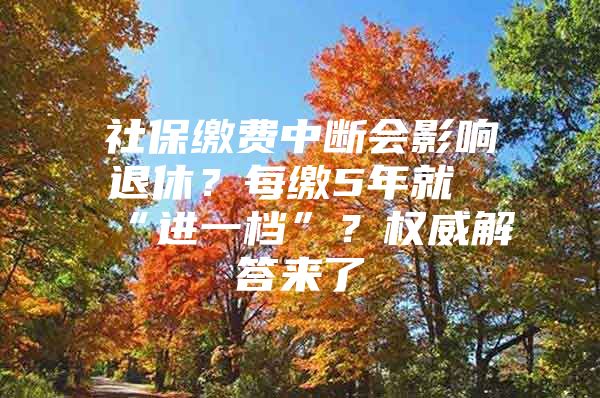 社保缴费中断会影响退休？每缴5年就“进一档”？权威解答来了