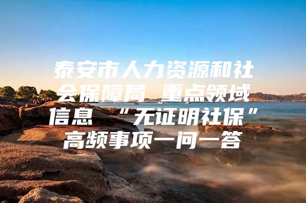 泰安市人力资源和社会保障局 重点领域信息 “无证明社保”高频事项一问一答