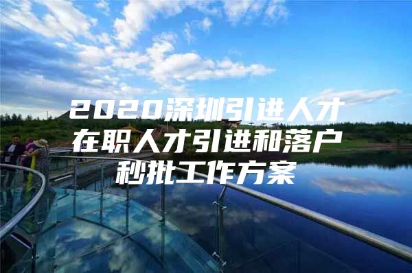 2020深圳引进人才在职人才引进和落户秒批工作方案