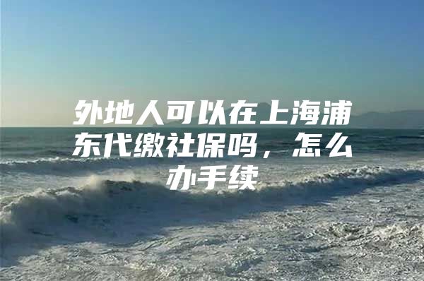 外地人可以在上海浦东代缴社保吗，怎么办手续