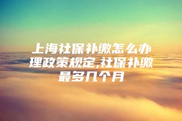 上海社保补缴怎么办理政策规定,社保补缴最多几个月