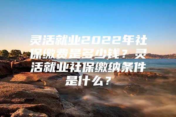 灵活就业2022年社保缴费是多少钱？灵活就业社保缴纳条件是什么？