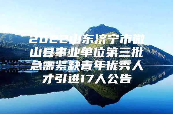 2022山东济宁市微山县事业单位第三批急需紧缺青年优秀人才引进17人公告