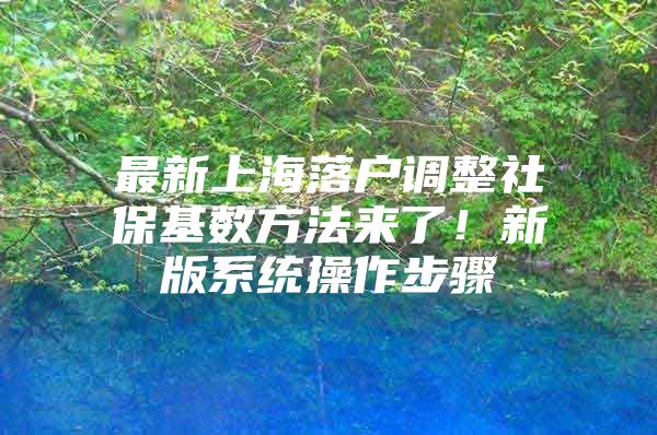 最新上海落户调整社保基数方法来了！新版系统操作步骤