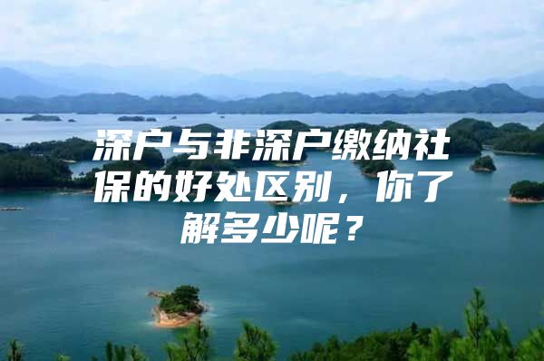 深户与非深户缴纳社保的好处区别，你了解多少呢？