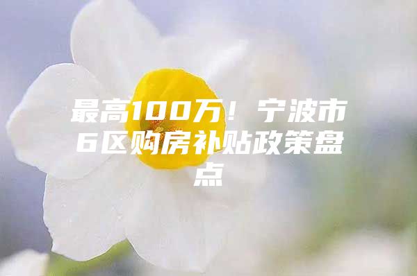 最高100万！宁波市6区购房补贴政策盘点