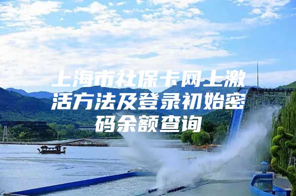 上海市社保卡网上激活方法及登录初始密码余额查询