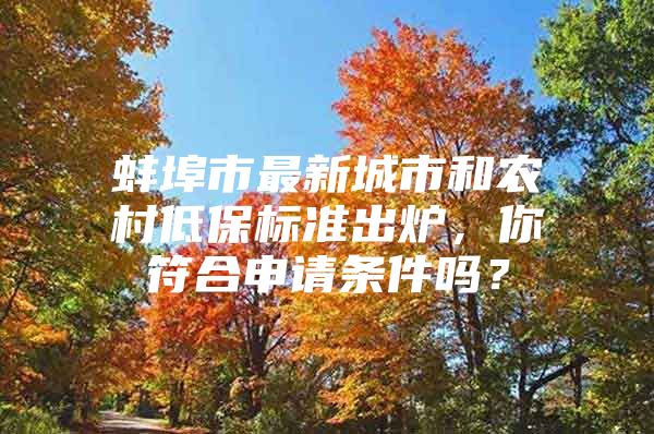 蚌埠市最新城市和农村低保标准出炉，你符合申请条件吗？