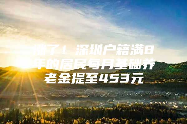 涨了！深圳户籍满8年的居民每月基础养老金提至453元