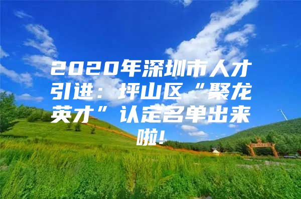 2020年深圳市人才引进：坪山区“聚龙英才”认定名单出来啦!