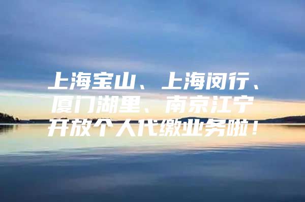 上海宝山、上海闵行、厦门湖里、南京江宁开放个人代缴业务啦！