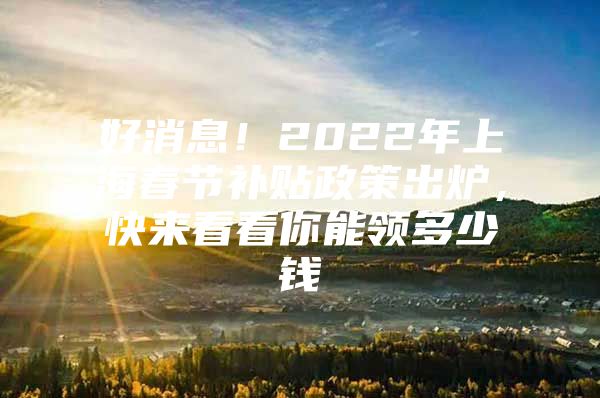 好消息！2022年上海春节补贴政策出炉，快来看看你能领多少钱