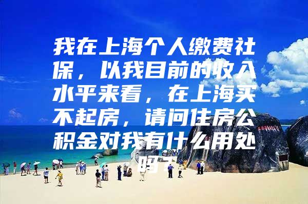 我在上海个人缴费社保，以我目前的收入水平来看，在上海买不起房，请问住房公积金对我有什么用处吗？