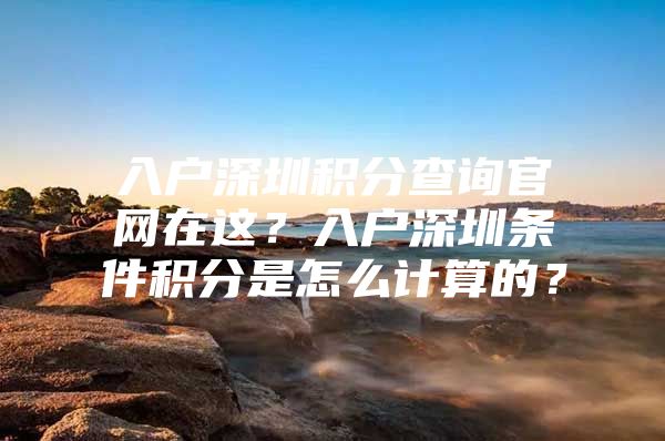 入户深圳积分查询官网在这？入户深圳条件积分是怎么计算的？