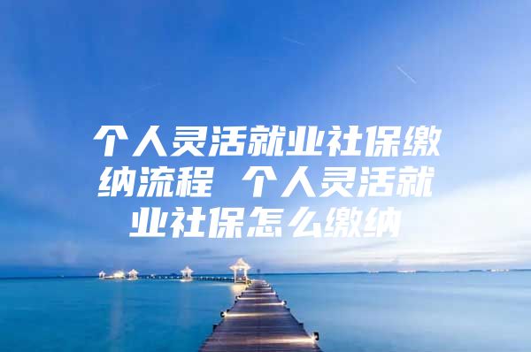 个人灵活就业社保缴纳流程 个人灵活就业社保怎么缴纳