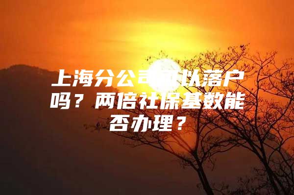 上海分公司可以落户吗？两倍社保基数能否办理？