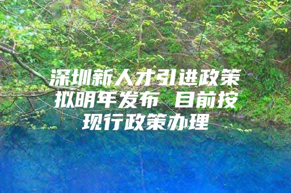 深圳新人才引进政策拟明年发布 目前按现行政策办理