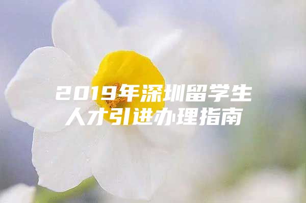 2019年深圳留学生人才引进办理指南