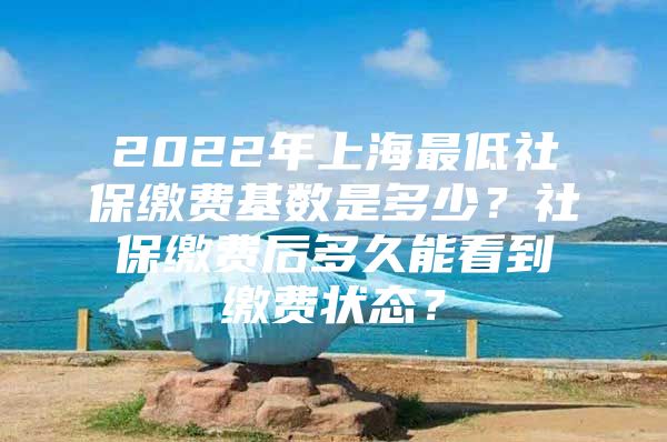 2022年上海最低社保缴费基数是多少？社保缴费后多久能看到缴费状态？