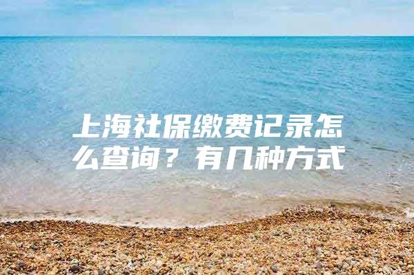 上海社保缴费记录怎么查询？有几种方式